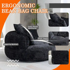 Chenille Upholstered High Back Bean Bag Lounger Chair for Adults