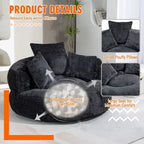 Chenille Upholstered High Back Bean Bag Lounger Chair for Adults