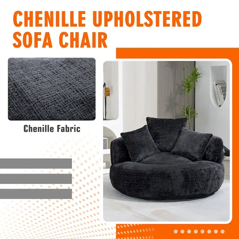 Chenille Upholstered High Back Bean Bag Lounger Chair for Adults