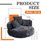 Chenille Upholstered High Back Bean Bag Lounger Chair for Adults