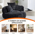 Chenille Upholstered High Back Bean Bag Lounger Chair for Adults