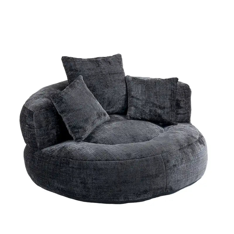 Chenille Upholstered High Back Bean Bag Lounger Chair for Adults