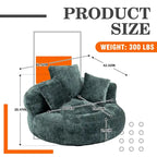 Chenille Upholstered High Back Bean Bag Lounger Chair for Adults