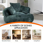 Chenille Upholstered High Back Bean Bag Lounger Chair for Adults