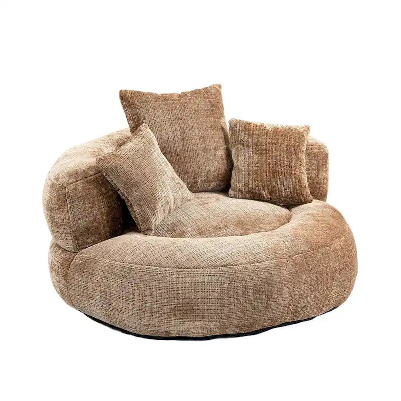 Chenille Upholstered High Back Bean Bag Lounger Chair for Adults
