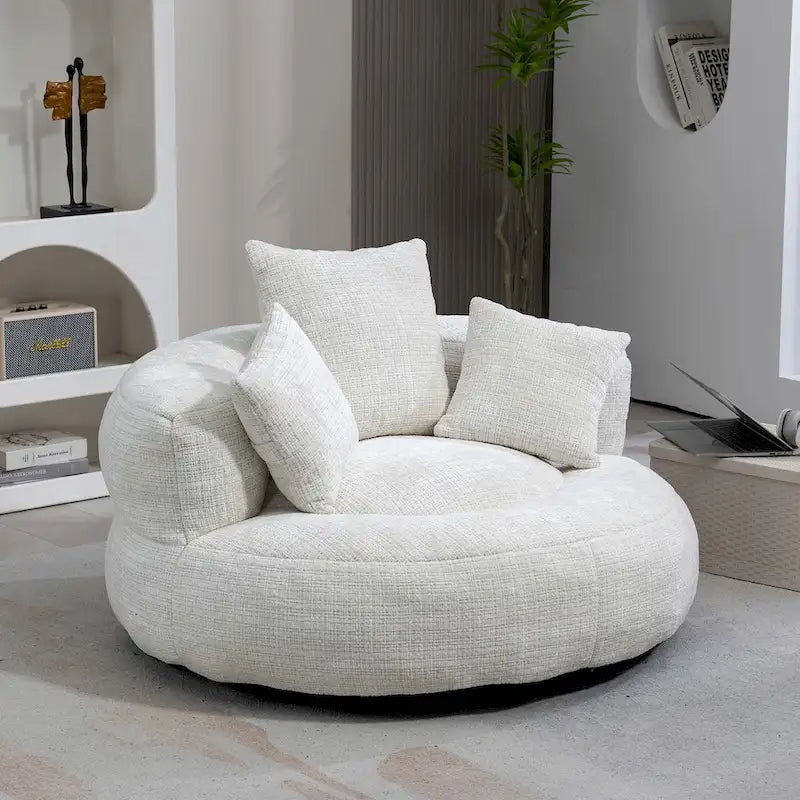 Chenille Upholstered High Back Bean Bag Lounger Chair for Adults