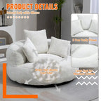 Chenille Upholstered High Back Bean Bag Lounger Chair for Adults