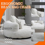 Chenille Upholstered High Back Bean Bag Lounger Chair for Adults