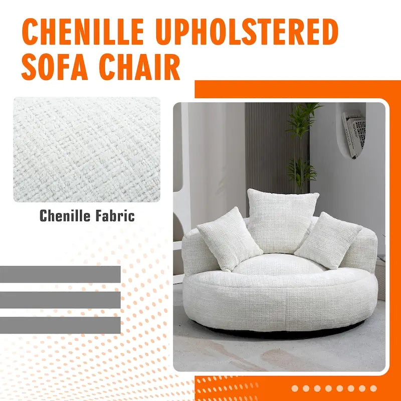 Chenille Upholstered High Back Bean Bag Lounger Chair for Adults