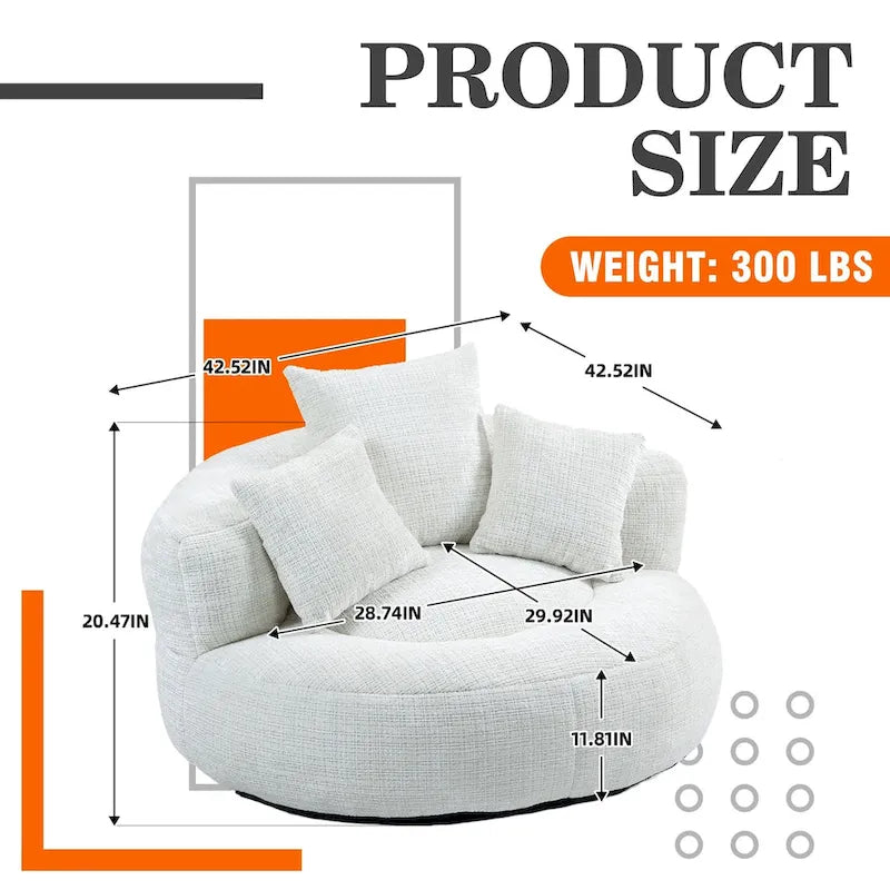 Chenille Upholstered High Back Bean Bag Lounger Chair for Adults