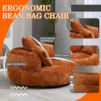 Chenille Upholstered High Back Bean Bag Lounger Chair for Adults
