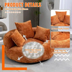 Chenille Upholstered High Back Bean Bag Lounger Chair for Adults