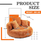 Chenille Upholstered High Back Bean Bag Lounger Chair for Adults
