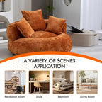 Chenille Upholstered High Back Bean Bag Lounger Chair for Adults