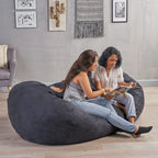 8-Foot Cylindrical Suede Bean Bag Chair in Black for Adults