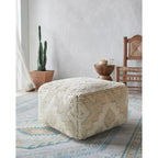 Traditional Medallion Pouf Ottoman for Living Room and Bedroom