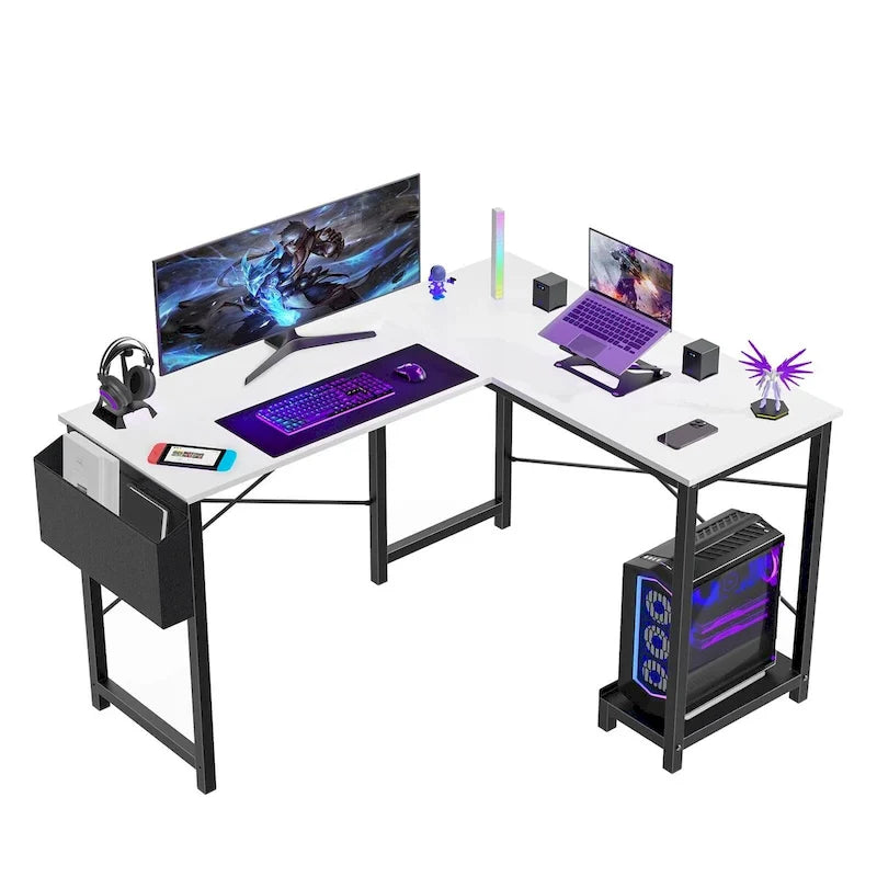 L-Shaped Gaming Desk with Large Surface for Home Office and Gaming Setup