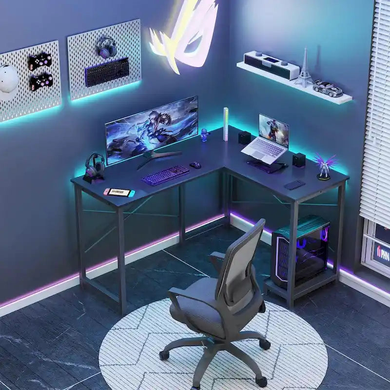 L-Shaped Gaming Desk with Large Surface for Home Office and Gaming Setup