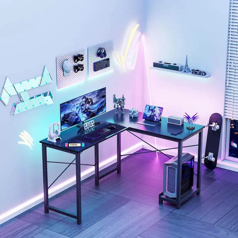 L-Shaped Gaming Desk with Large Surface for Home Office and Gaming Setup