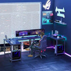 L-Shaped Gaming Desk with Large Surface for Home Office and Gaming Setup