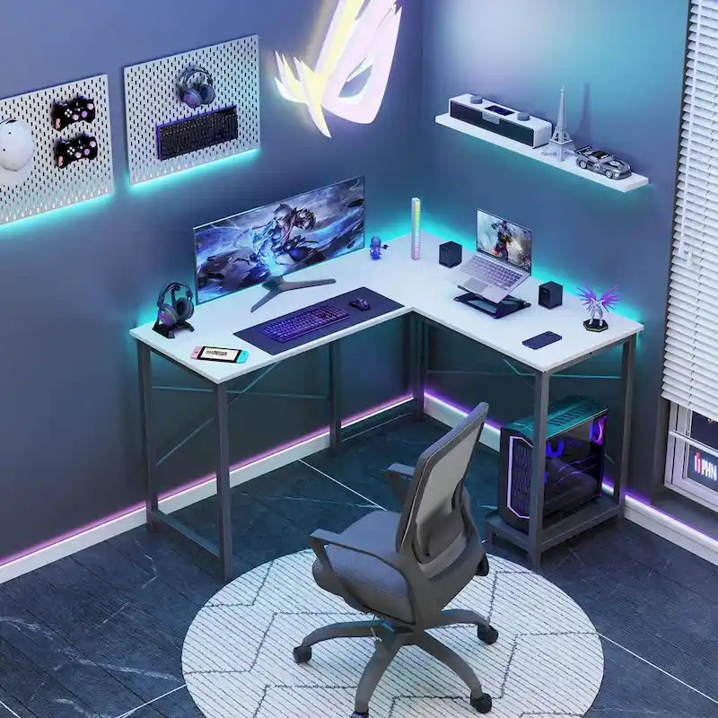 L-Shaped Gaming Desk with Large Surface for Home Office and Gaming Setup