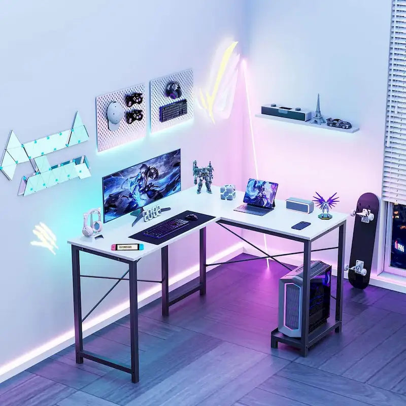 L-Shaped Gaming Desk with Large Surface for Home Office and Gaming Setup