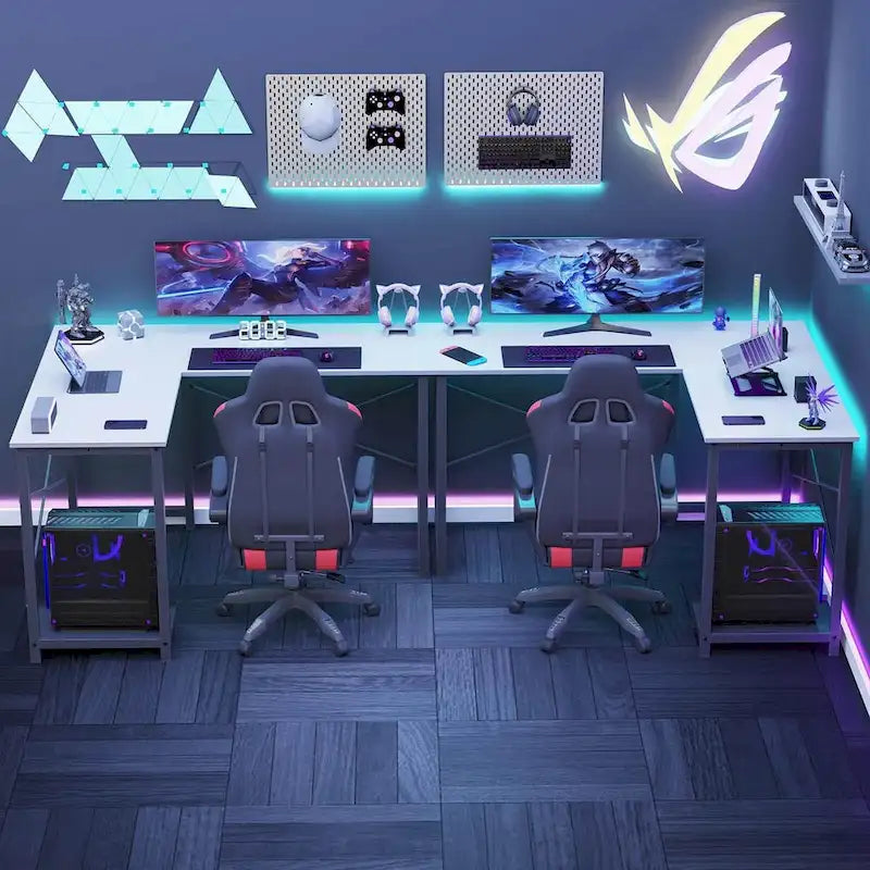 L-Shaped Gaming Desk with Large Surface for Home Office and Gaming Setup