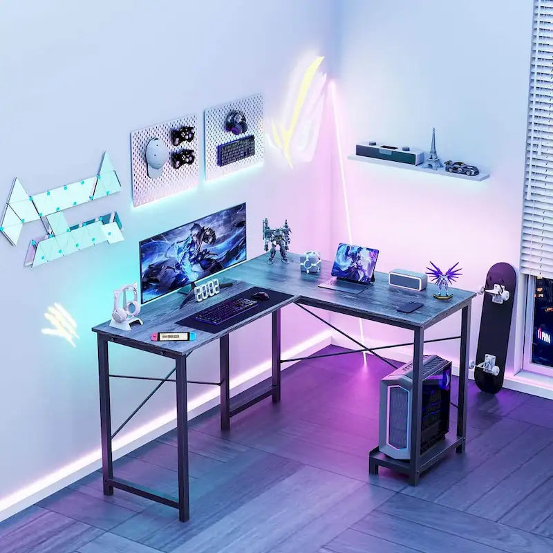 L-Shaped Gaming Desk with Large Surface for Home Office and Gaming Setup