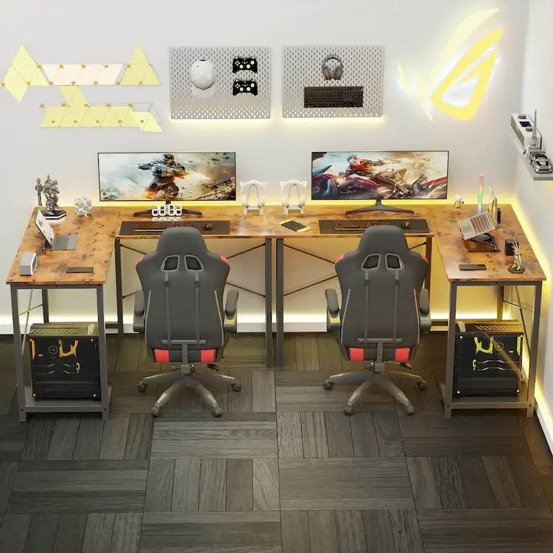 L-Shaped Gaming Desk with Large Surface for Home Office and Gaming Setup