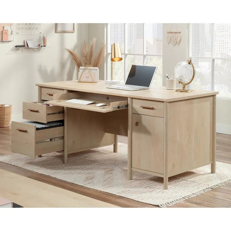 66-Inch Executive Home Office Desk with Storage