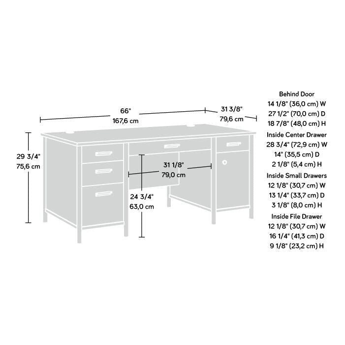 66-Inch Executive Home Office Desk with Storage
