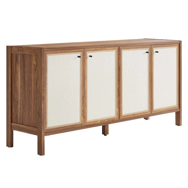 65-Inch Wood Grain Sideboard Storage Cabinet with Doors and Shelves