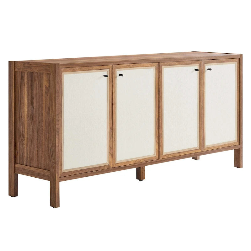 65-Inch Wood Grain Sideboard Storage Cabinet with Doors and Shelves