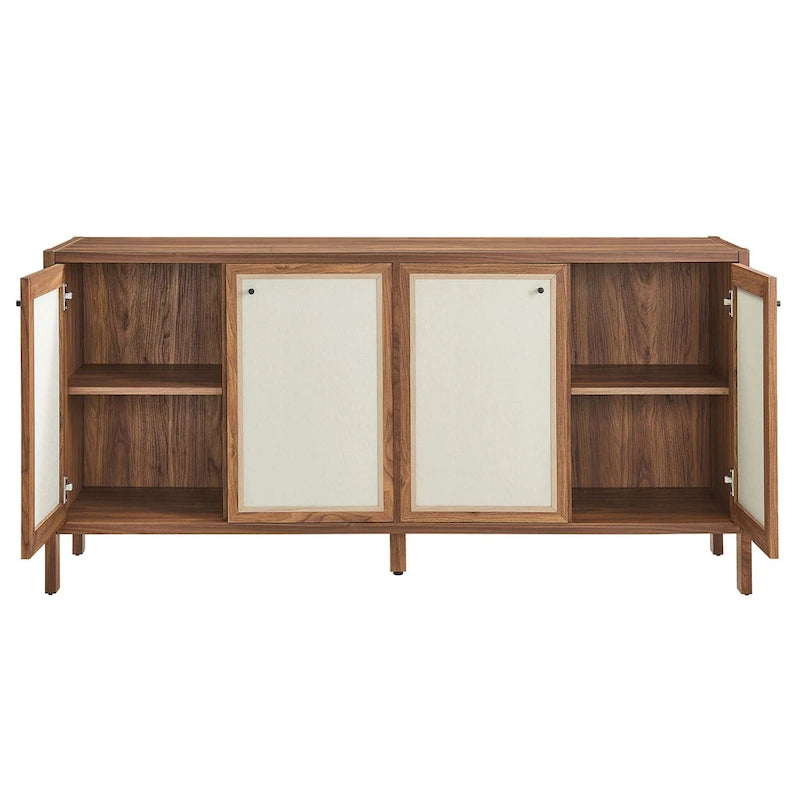 65-Inch Wood Grain Sideboard Storage Cabinet with Doors and Shelves
