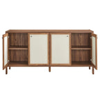 65-Inch Wood Grain Sideboard Storage Cabinet with Doors and Shelves