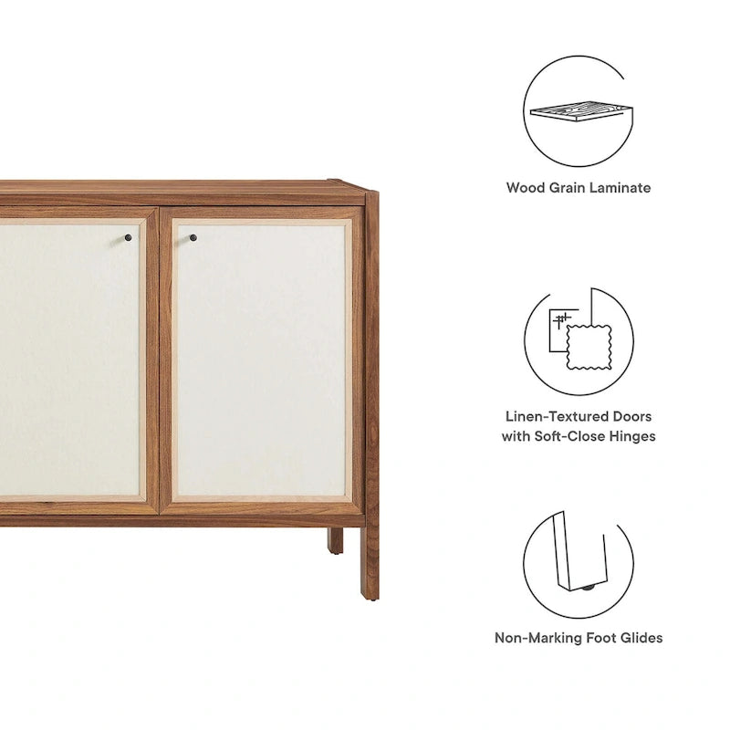 65-Inch Wood Grain Sideboard Storage Cabinet with Doors and Shelves