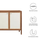 65-Inch Wood Grain Sideboard Storage Cabinet with Doors and Shelves