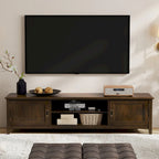 Solid Wood 72-Inch Transitional TV Media Stand in Mahogany Brown for 80" TVs