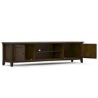 Solid Wood 72-Inch Transitional TV Media Stand in Mahogany Brown for 80" TVs
