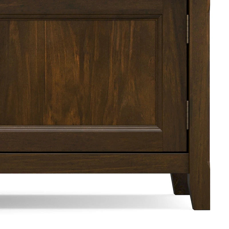 Solid Wood 72-Inch Transitional TV Media Stand in Mahogany Brown for 80" TVs