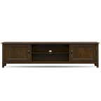 Solid Wood 72-Inch Transitional TV Media Stand in Mahogany Brown for 80" TVs