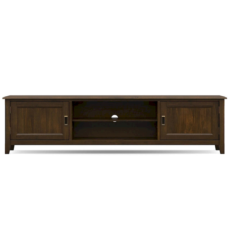 Solid Wood 72-Inch Transitional TV Media Stand in Mahogany Brown for 80" TVs