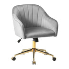 Velvet Tufted Swivel Vanity Chair with Adjustable Height and Gold Base