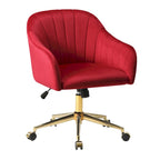 Farrah Velvet Tufted Adjustable Height Swivel Office Vanity Chair with Gold Base