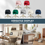 Velvet Tufted Swivel Vanity Chair with Adjustable Height and Gold Base