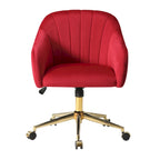 Velvet Tufted Swivel Vanity Chair with Adjustable Height and Gold Base