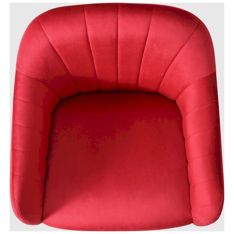 Velvet Tufted Swivel Vanity Chair with Adjustable Height and Gold Base
