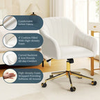 Velvet Tufted Swivel Vanity Chair with Adjustable Height and Gold Base