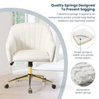Velvet Tufted Swivel Vanity Chair with Adjustable Height and Gold Base