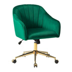 Velvet Tufted Swivel Vanity Chair with Adjustable Height and Gold Base